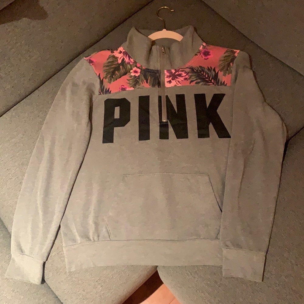 PINK long sleeve quarter zip sweatshirt